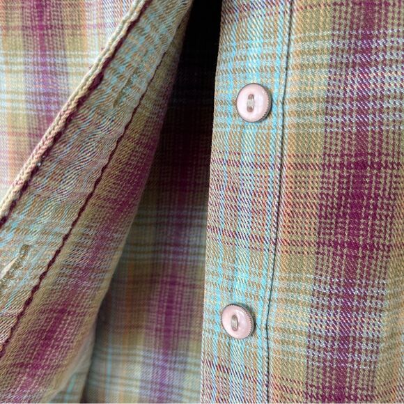 PrAna Size Small Plaid Button Up Long Sleeve Shirt - Picture 5 of 7